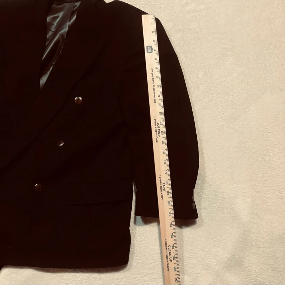 Wool Cashmere Double Breasted Short Coat Black Mens 40R Made In‎ Yugoslavia